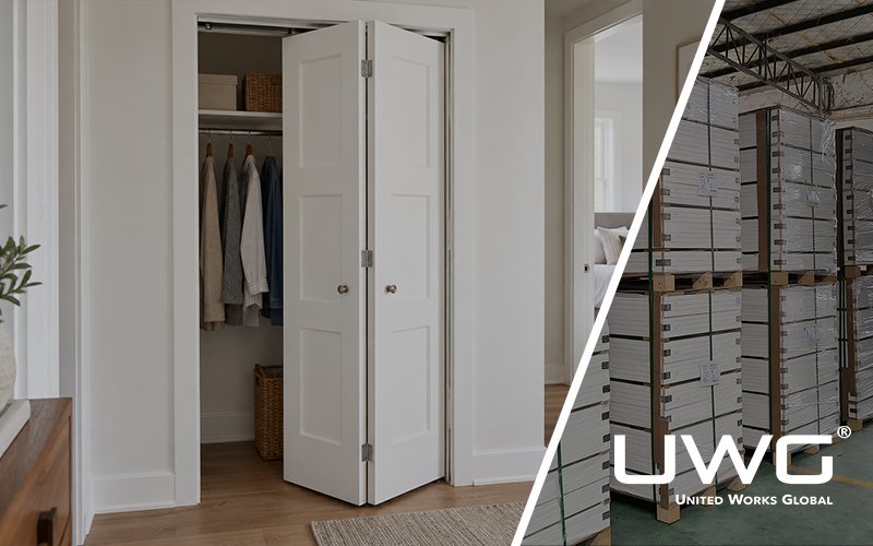 White Bifold Closet Door in Bedroom