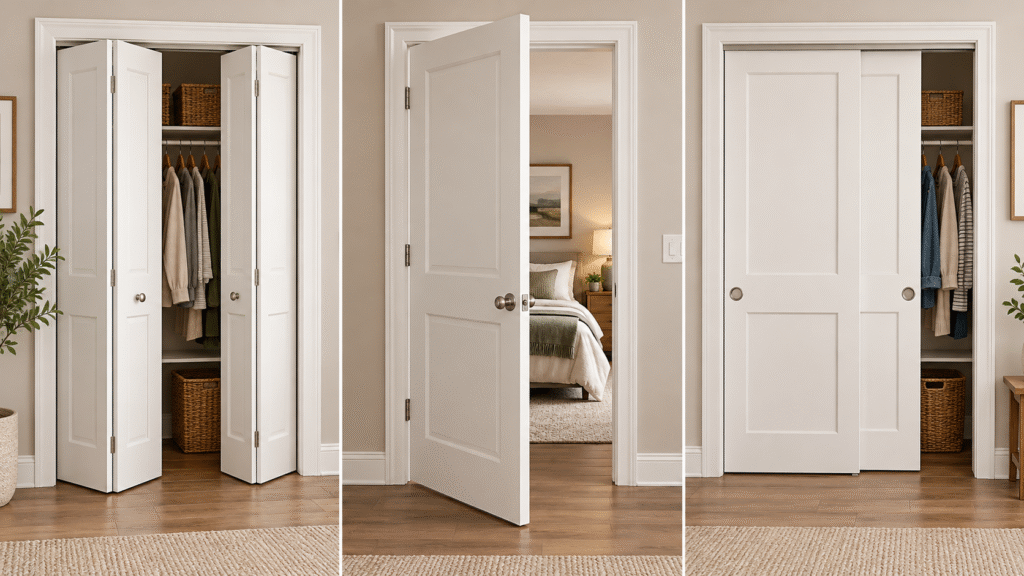 Bifold vs. Hinged, Bypass Sliding Doors in the room