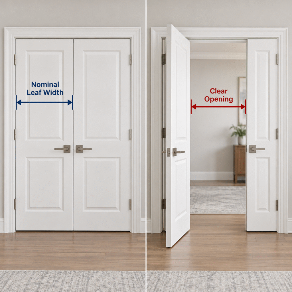 Clear Opening vs. Nominal Leaf Width for Interior Double Doors