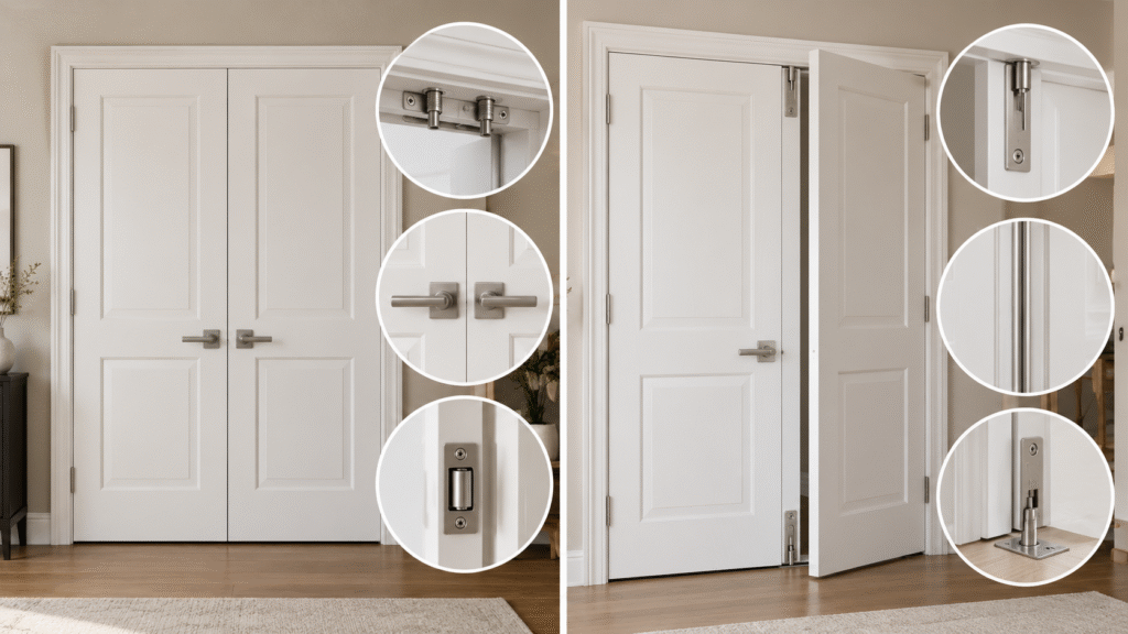 Interior Double Door Hardware Both-Active vs. ActiveInactive Configurations