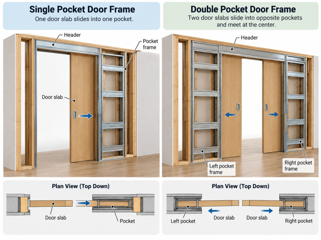 Single vs. Double Pocket Door Frame